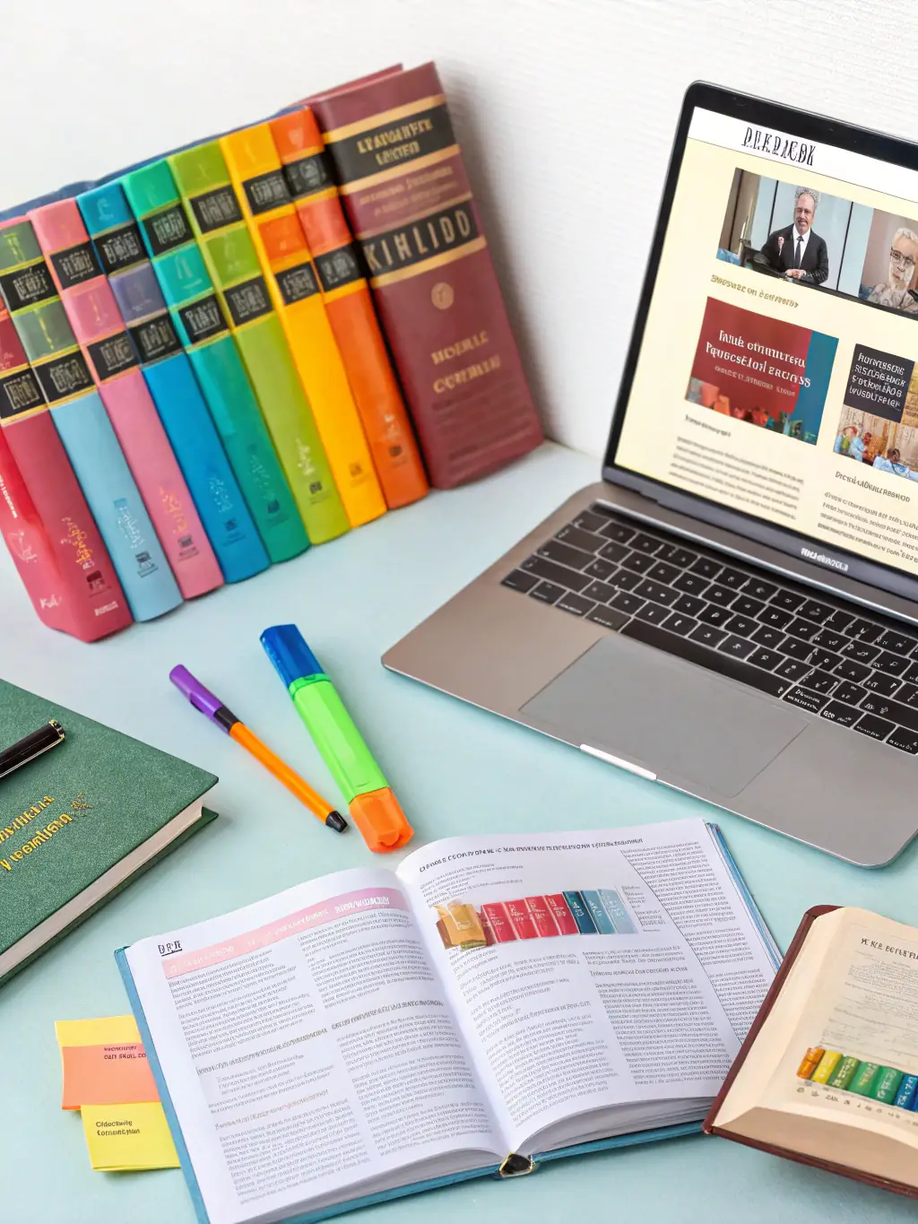 A graphic depicting various legal education resources, such as textbooks, online courses, and legal journals, symbolizing opportunities for legal learning and development.
