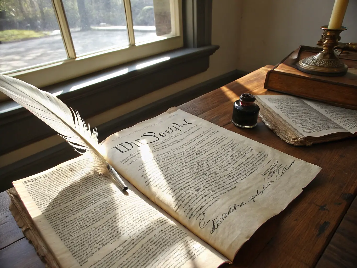 A high-quality image depicting the Turkish Constitution book, open to a page with visible articles, placed on a desk with a gavel and scales of justice in the background, symbolizing the foundation of Turkish law.